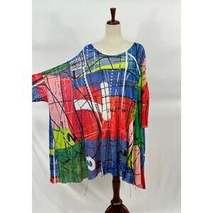 RUNDHOLZ Black Label S Small Multicolor Mesh Tunic Top Dress Oversize